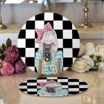 Realhomes Dama Zeminli Fotoğraf Çeken Kız Tasarımlı 2'li Yuvarlak Servis Altlığı - Supla Realhomes