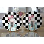 Realhomes Dama Zeminli Fotoğraf Çeken Kız Tasarımlı 2'li Yuvarlak Servis Altlığı - Supla Realhomes