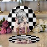 Realhomes Dama Zeminli & Fotoğraf Çeken Kız Tasarımlı 2'li Yuvarlak Servis Altlığı - Supla Realhomes