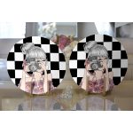 Realhomes Dama Zeminli & Fotoğraf Çeken Kız Tasarımlı 2'li Yuvarlak Servis Altlığı - Supla Realhomes