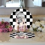 Realhomes Dama Zeminli & Fotoğraf Çeken Kız Tasarımlı 2'li Yuvarlak Servis Altlığı - Supla Realhomes