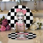 - Supla2li-9300-Gorsel1 - Realhomes Realhomes Dama Zeminli Kitap Okuyan Kız Tasarımlı 2'li Yuvarlak Servis Altlığı - Supla Realhomes