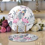 Realhomes Flamingo Desenli Dijital Baskılı Modern 2'li Yuvarlak Servis Altlığı - Supla Realhomes