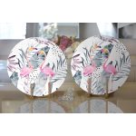 Realhomes Flamingo Desenli Dijital Baskılı Modern 2'li Yuvarlak Servis Altlığı - Supla Realhomes