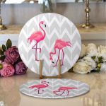 - Supla2li-943-Gorsel1 - Realhomes Realhomes Gri Zigzag Zeminde Flamingolar Temalı Modern 2'li Yuvarlak Servis Altlığı - Supla Realhomes