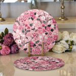 - Supla2li-945-Gorsel1 - Realhomes  Realhomes Çiçek Temalı Dijital Baskılı Modern 2'li Yuvarlak Servis Altlığı - Supla Realhomes
