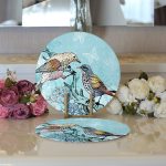 - Supla2li-95-Gorsel3 - Realhomes  Realhomes Mavi Kuş Desenli Dijital Baskılı Modern 2'li Yuvarlak Servis Altlığı - Supla Realhomes