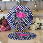 - Supla2li-968-Gorsel1 - Realhomes Realhomes Lacivert Zeminli Flamingo Desenli Dijital Baskılı Modern 2'li Yuvarlak Servis Altlığı - Supla Realhomes