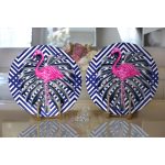 - Supla2li-968-Gorsel2 - Realhomes Realhomes Lacivert Zeminli Flamingo Desenli Dijital Baskılı Modern 2'li Yuvarlak Servis Altlığı - Supla Realhomes