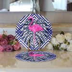 - Supla2li-968-Gorsel3 - Realhomes Realhomes Lacivert Zeminli Flamingo Desenli Dijital Baskılı Modern 2'li Yuvarlak Servis Altlığı - Supla Realhomes