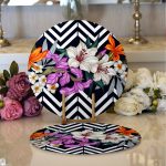 - Supla2li-970-Gorsel1 - Realhomes Realhomes Çiçek Desen Dijital Baskılı Modern 2'li Yuvarlak Servis Altlığı - Supla Realhomes