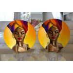 Realhomes Afrika Kadın Tasarımlı Dijital Baskılı Modern 2'li Yuvarlak Servis Altlığı - Supla Realhomes