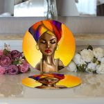 Realhomes Afrika Kadın Tasarımlı Dijital Baskılı Modern 2'li Yuvarlak Servis Altlığı - Supla Realhomes