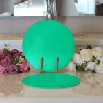 - Supla2li-yesil-Gorsel3 - Realhomes Realhomes Düz Yeşil Renkli Dijital Baskılı Modern 2'li Yuvarlak Servis Altlığı - Supla Realhomes