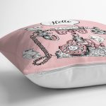 Pembe Zemin Antika Telefon Tasarımlı Dijital Baskılı Modern Yastık Kırlent Kılıfı Realhomes