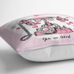 Pembe Zemin Kalpli Antika Telefon Tasarımlı Dijital Baskılı Dekoratif Yastık Kırlent Kılıfı Realhomes