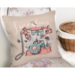 Kahve Zemin Antika Telefon Desenli  Dijital Baskılı Modern Yastık Kırlent Kılıfı Realhomes