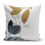 Özel Tasarım Yaprak Motifli Dijital Baskılı Modern Yastık Kırlent Kılıfı Realhomes