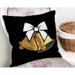 - Rh-K10012-Gorsel2 - Realhomes  Siyah Zemin Sarı Çan Desenli Dijital Baskılı Modern Yastık Kırlent Kılıfı Realhomes