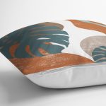 Renkli Zemin Tropik Yaprak Çizimli Dijital Baskılı Dekoratif Yastık Kırlent Kılıfı Realhomes