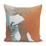 Renkli Zemin Yaprak Motifli Dijital Baskılı Modern Yastık Kırlent Kılıfı Realhomes