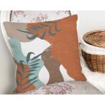 Renkli Zemin Yaprak Motifli Dijital Baskılı Modern Yastık Kırlent Kılıfı Realhomes