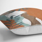 Renkli Zemin Yaprak Motifli Dijital Baskılı Modern Yastık Kırlent Kılıfı Realhomes