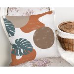 Renkli Zemin Tropik Yaprak Çizimli Dijital Baskılı Dekoratif Yastık Kırlent Kılıfı Realhomes