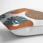 Renkli Zemin Tropik Yaprak Çizimli Dijital Baskılı Dekoratif Yastık Kırlent Kılıfı Realhomes