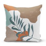 Renkli Zemin Yaprak Motifli Dijital Baskılı Modern Yastık Kırlent Kılıfı Realhomes