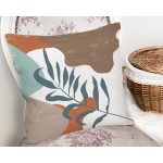 Renkli Zemin Yaprak Motifli Dijital Baskılı Modern Yastık Kırlent Kılıfı Realhomes