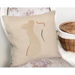 - Rh-K10018-Gorsel2 - Realhomes  Krem Zeminli Kadın Silüet Çizimli Dijital Baskılı Modern Yastık Kırlent Kılıfı Realhomes