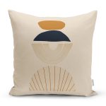 - Rh-K10019-Gorsel1 - Realhomes  Krem Zeminli Minimalist Tasarımlı Dijital Baskılı Dekoratif Yastık Kırlent Kılıfı Realhomes