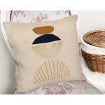 - Rh-K10019-Gorsel2 - Realhomes  Krem Zeminli Minimalist Tasarımlı Dijital Baskılı Dekoratif Yastık Kırlent Kılıfı Realhomes