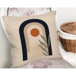 Krem Zeminli Minimal Çizimli Dijital Baskılı Modern Yastık Kırlent Kılıfı Realhomes