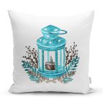 Suluboya Çizimli Mumluk Tasarımlı Dijital Baskılı Dekoratif Yastık Kırlent Kılıfı Realhomes