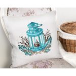 Suluboya Çizimli Mumluk Tasarımlı Dijital Baskılı Dekoratif Yastık Kırlent Kılıfı Realhomes