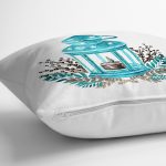 Suluboya Çizimli Mumluk Tasarımlı Dijital Baskılı Dekoratif Yastık Kırlent Kılıfı Realhomes