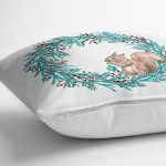 Mavi Çelenkli Sincap Motifli Dijital Baskılı Modern Yastık Kırlent Kılıfı Realhomes