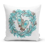 Mavi Çelenkli Eldiven Tasarımlı Dijital Baskılı Modern Yastık Kırlent Kılıfı Realhomes