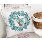 Mavi Çelenkli Eldiven Tasarımlı Dijital Baskılı Modern Yastık Kırlent Kılıfı Realhomes