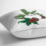 Çam Ağacı Yaprakları İçinde Mumluk Tasarımlı Dijital Baskılı Dekoratif Yastık Kırlent Kılıfı Realhomes