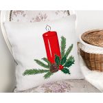 Kırmızı Mum Tasarımlı Dijital Baskılı Modern Yastık Kırlent Kılıfı Realhomes