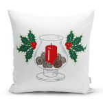 - Rh-K10029-Gorsel1 - Realhomes Kozaklı Kırmızı Mum Tasarımlı Dijital Baskılı Modern Yastık Kırlent Kılıfı Realhomes