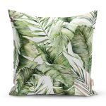 Yeşil Tropik Yapraklar Tasarımlı Dijital Baskılı Dekoratif Yastık Kırlent Kılıfı Realhomes