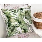 Yeşil Tropik Yapraklar Tasarımlı Dijital Baskılı Dekoratif Yastık Kırlent Kılıfı Realhomes