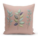 Kahve Zeminli Çiçek Tasarımlı Dijital Baskılı Dekoratif Yastık Kırlent Kılıfı Realhomes