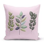 Pembe Zeminli Çiçek Tasarımlı Dijital Baskılı Modern Yastık Kırlent Kılıfı Realhomes