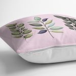 Pembe Zeminli Çiçek Tasarımlı Dijital Baskılı Modern Yastık Kırlent Kılıfı Realhomes