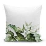 Yeşil Tropik Yaprak Motifli Dijital Baskılı Dekoratif Yastık Kırlent Kılıfı Realhomes